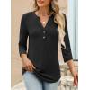imageANRABESS Women 34 Length Sleeve Henley Tops V Neck Business Casual Work T Shirts Cute Travel Shirts 2025 Fall Trendy OutfitsBlack