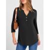 imageANRABESS Women 34 Length Sleeve Henley Tops V Neck Business Casual Work T Shirts Cute Travel Shirts 2025 Fall Trendy OutfitsBlack