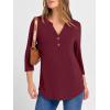imageANRABESS Women 34 Length Sleeve Henley Tops V Neck Business Casual Work T Shirts Cute Travel Shirts 2025 Fall Trendy OutfitsBurgundy