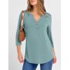 imageANRABESS Women 34 Length Sleeve Henley Tops V Neck Business Casual Work T Shirts Cute Travel Shirts 2025 Fall Trendy OutfitsCadet Blue