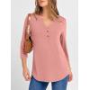 imageANRABESS Women 34 Length Sleeve Henley Tops V Neck Business Casual Work T Shirts Cute Travel Shirts 2025 Fall Trendy OutfitsCoral