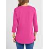 imageANRABESS Women 34 Length Sleeve Henley Tops V Neck Business Casual Work T Shirts Cute Travel Shirts 2025 Fall Trendy OutfitsHot Pink