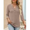 imageANRABESS Women 34 Length Sleeve Henley Tops V Neck Business Casual Work T Shirts Cute Travel Shirts 2025 Fall Trendy OutfitsKhaki