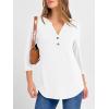 imageANRABESS Women 34 Length Sleeve Henley Tops V Neck Business Casual Work T Shirts Cute Travel Shirts 2025 Fall Trendy OutfitsWhite