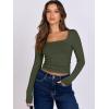 imageANRABESS Women Double Lined Long Sleeve Crop Tops Shirts Square Neck Tight Fitted Going Out TShirt Basic Tee Outfits 2025Army Green