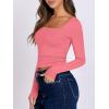 imageANRABESS Women Double Lined Long Sleeve Crop Tops Shirts Square Neck Tight Fitted Going Out TShirt Basic Tee Outfits 2025Bright Coral