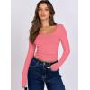imageANRABESS Women Double Lined Long Sleeve Crop Tops Shirts Square Neck Tight Fitted Going Out TShirt Basic Tee Outfits 2025Bright Coral