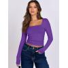 imageANRABESS Women Double Lined Long Sleeve Crop Tops Shirts Square Neck Tight Fitted Going Out TShirt Basic Tee Outfits 2025Bright Purple