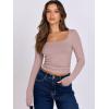 imageANRABESS Women Double Lined Long Sleeve Crop Tops Shirts Square Neck Tight Fitted Going Out TShirt Basic Tee Outfits 2025Grey Pink