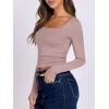 imageANRABESS Women Double Lined Long Sleeve Crop Tops Shirts Square Neck Tight Fitted Going Out TShirt Basic Tee Outfits 2025Grey Pink