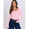imageANRABESS Women Double Lined Long Sleeve Crop Tops Shirts Square Neck Tight Fitted Going Out TShirt Basic Tee Outfits 2025Light Pink