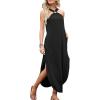 imageANRABESS Women Summer Halter Neck Sundress Sleeveless Split Side Casual Beach Travel Vacation Maxi Long Dress with PocketsBlack