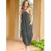 imageANRABESS Women Summer Halter Neck Sundress Sleeveless Split Side Casual Beach Travel Vacation Maxi Long Dress with PocketsGrey Black