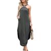 imageANRABESS Women Summer Halter Neck Sundress Sleeveless Split Side Casual Beach Travel Vacation Maxi Long Dress with PocketsGrey Black