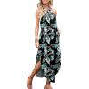 imageANRABESS Women Summer Halter Neck Sundress Sleeveless Split Side Casual Beach Travel Vacation Maxi Long Dress with PocketsLeaf Printed