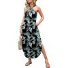 imageANRABESS Women Summer Halter Neck Sundress Sleeveless Split Side Casual Beach Travel Vacation Maxi Long Dress with PocketsLeaf Printed