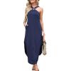imageANRABESS Women Summer Halter Neck Sundress Sleeveless Split Side Casual Beach Travel Vacation Maxi Long Dress with PocketsNavy Blue