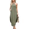 imageANRABESS Women Summer Halter Neck Sundress Sleeveless Split Side Casual Beach Travel Vacation Maxi Long Dress with PocketsOlive