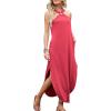 imageANRABESS Women Summer Halter Neck Sundress Sleeveless Split Side Casual Beach Travel Vacation Maxi Long Dress with PocketsPeach