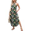 imageANRABESS Women Summer Halter Neck Sundress Sleeveless Split Side Casual Beach Travel Vacation Maxi Long Dress with PocketsPineapple