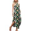 imageANRABESS Women Summer Halter Neck Sundress Sleeveless Split Side Casual Beach Travel Vacation Maxi Long Dress with PocketsPineapple