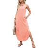 imageANRABESS Women Summer Halter Neck Sundress Sleeveless Split Side Casual Beach Travel Vacation Maxi Long Dress with PocketsPink