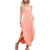 imageANRABESS Women Summer Halter Neck Sundress Sleeveless Split Side Casual Beach Travel Vacation Maxi Long Dress with PocketsPink