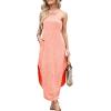imageANRABESS Women Summer Halter Neck Sundress Sleeveless Split Side Casual Beach Travel Vacation Maxi Long Dress with PocketsPink