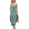 imageANRABESS Women Summer Halter Neck Sundress Sleeveless Split Side Casual Beach Travel Vacation Maxi Long Dress with PocketsPrint Green