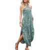 imageANRABESS Women Summer Halter Neck Sundress Sleeveless Split Side Casual Beach Travel Vacation Maxi Long Dress with PocketsPrint Green