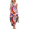imageANRABESS Women Summer Halter Neck Sundress Sleeveless Split Side Casual Beach Travel Vacation Maxi Long Dress with PocketsPrint Rainbow