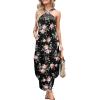 imageANRABESS Women Summer Halter Neck Sundress Sleeveless Split Side Casual Beach Travel Vacation Maxi Long Dress with PocketsPrint Rose