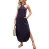 imageANRABESS Women Summer Halter Neck Sundress Sleeveless Split Side Casual Beach Travel Vacation Maxi Long Dress with PocketsPurple