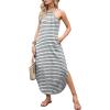 imageANRABESS Women Summer Halter Neck Sundress Sleeveless Split Side Casual Beach Travel Vacation Maxi Long Dress with PocketsStriped