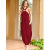 imageANRABESS Women Summer Halter Neck Sundress Sleeveless Split Side Casual Beach Travel Vacation Maxi Long Dress with PocketsWine Red