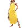 imageANRABESS Women Summer Halter Neck Sundress Sleeveless Split Side Casual Beach Travel Vacation Maxi Long Dress with PocketsYellow