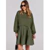 imageANRABESS Women Sweatshirts Dress Oversized Long Sleeve Patchwork Casual Loose Pleated Pullover Mini Dress Fall Outfits 2025Army Green