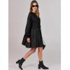 imageANRABESS Women Sweatshirts Dress Oversized Long Sleeve Patchwork Casual Loose Pleated Pullover Mini Dress Fall Outfits 2025Black