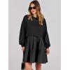 imageANRABESS Women Sweatshirts Dress Oversized Long Sleeve Patchwork Casual Loose Pleated Pullover Mini Dress Fall Outfits 2025Black