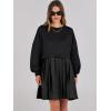 imageANRABESS Women Sweatshirts Dress Oversized Long Sleeve Patchwork Casual Loose Pleated Pullover Mini Dress Fall Outfits 2025Black