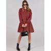 imageANRABESS Women Sweatshirts Dress Oversized Long Sleeve Patchwork Casual Loose Pleated Pullover Mini Dress Fall Outfits 2025Brick Red