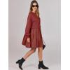 imageANRABESS Women Sweatshirts Dress Oversized Long Sleeve Patchwork Casual Loose Pleated Pullover Mini Dress Fall Outfits 2025Brick Red