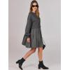 imageANRABESS Women Sweatshirts Dress Oversized Long Sleeve Patchwork Casual Loose Pleated Pullover Mini Dress Fall Outfits 2025Dark Grey
