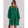 imageANRABESS Women Sweatshirts Dress Oversized Long Sleeve Patchwork Casual Loose Pleated Pullover Mini Dress Fall Outfits 2025Green