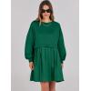 imageANRABESS Women Sweatshirts Dress Oversized Long Sleeve Patchwork Casual Loose Pleated Pullover Mini Dress Fall Outfits 2025Green