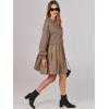 imageANRABESS Women Sweatshirts Dress Oversized Long Sleeve Patchwork Casual Loose Pleated Pullover Mini Dress Fall Outfits 2025Khaki