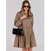 imageANRABESS Women Sweatshirts Dress Oversized Long Sleeve Patchwork Casual Loose Pleated Pullover Mini Dress Fall Outfits 2025Khaki
