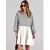 imageANRABESS Women Sweatshirts Dress Oversized Long Sleeve Patchwork Casual Loose Pleated Pullover Mini Dress Fall Outfits 2025Light GreyWhite