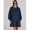 imageANRABESS Women Sweatshirts Dress Oversized Long Sleeve Patchwork Casual Loose Pleated Pullover Mini Dress Fall Outfits 2025Navy Blue