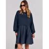imageANRABESS Women Sweatshirts Dress Oversized Long Sleeve Patchwork Casual Loose Pleated Pullover Mini Dress Fall Outfits 2025Navy Blue